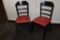 Times 24 - Black wood framed ladder back dining chairs with marron vinyl se
