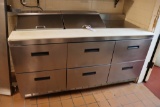 Delfield STD4472N-12 stainless 6 drawer 2 lid sandwich prep table