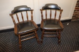 Times 12 - Solid oak mates dining chairs with wood & black vinyl seats
