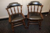Times 15 - Solid oak mates dining chairs with wood & black vinyl seats
