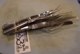 Times 3 - Sets of stainless prime rib knives & forks with 3 extra forks
