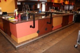 13' x 20' x 15' U shaped front bar with 15' upper 4 section back bar cabinets