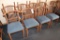 Times 12 - MTS brown metal framed dining chairs with blue fabric padded sea