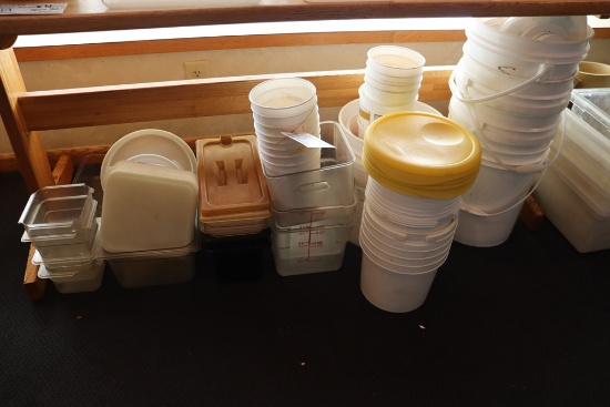 All to go - Large lot of 5 gallon buckets, food containers, & AS IS acrylic