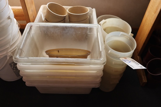 All to go - Large lot of food storage containers & salad bar crocks in AS I