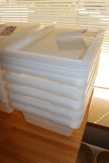 Times 5 - 12" x 20" x 5" food storage containers with 5 lids