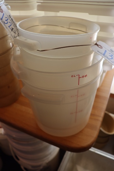 Times 4 - (2) 6 qt. & (2) 4 qt. round food storage containers - no lids