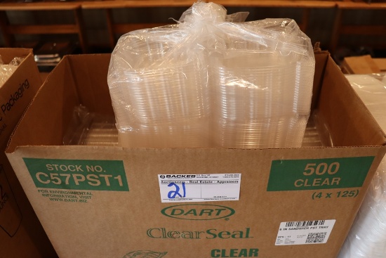 3/4 Case of 6" x 5.75" x 3" clear hinged lid containers