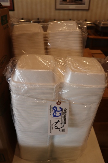 Times 2 - Sleeves of 6" x 6" x 3" Styro hinged lid containers