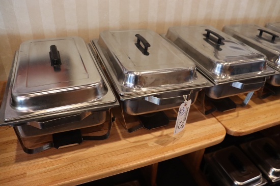 Times 3 - Full size matching chafing units with lids, 4" base pan and 2" in