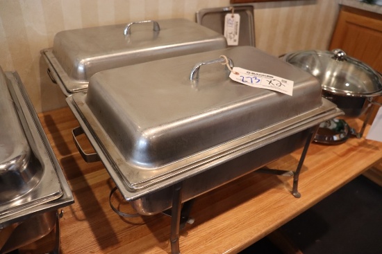 Times 2 - Full size matching chafing units with lids, 4" base pan and 2" in