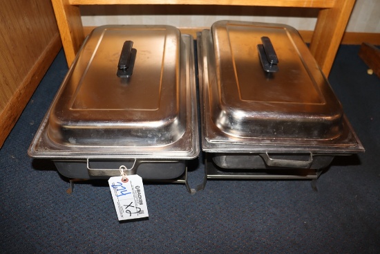 Times 2 - Full size matching chafing units with lids, 4" base pan and 2" in