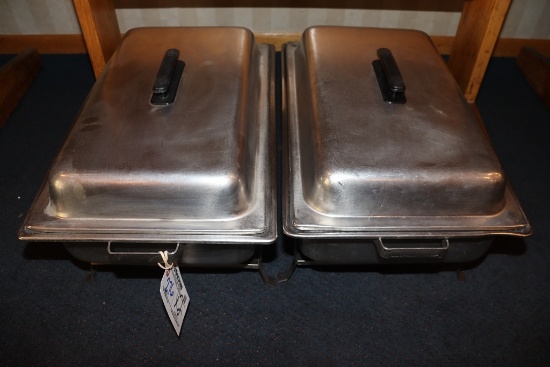 Times 2 - Full size matching chafing units with lids, 4" base pan and 2" in