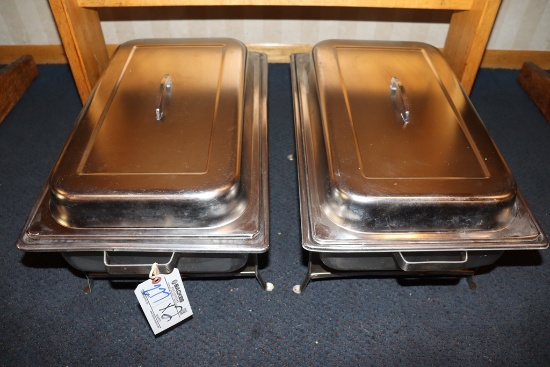Times 2 - Full size matching chafing units with lids, 4" base pan and 2" in