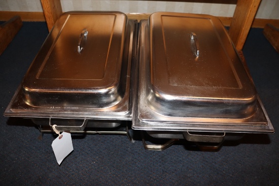Times 2 - Full size matching chafing units with lids, 4" base pan and 2" in