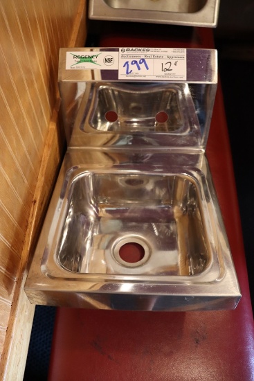 Regency 12" stainless wall mount hand sink - no faucet or drains - no wall