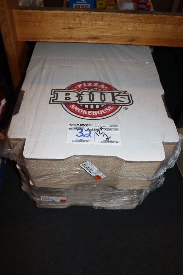 Times 2 - Bails of 12" cardboard pizza boxes - with "Bill's Pizza" logo