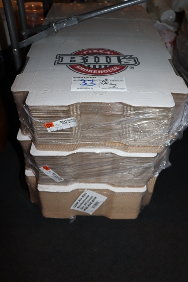 Times 3 - Bails of 12" cardboard pizza boxes - with "Bill's Pizza" logo