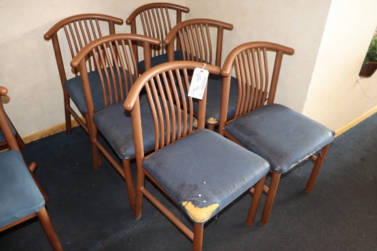 Times 6 - MTS brown metal framed dining chairs in as is condition