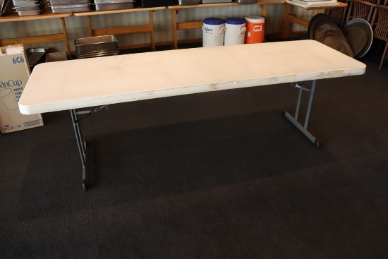 Times 3 - 8' long white poly banquet tables
