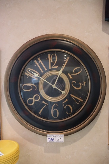 30" round ornate wall clock
