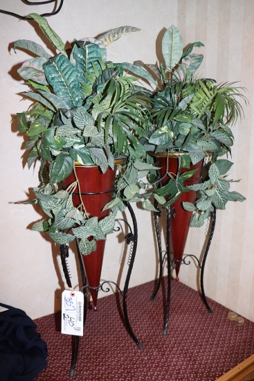 Times 2 - 40" tall plant stands with plants