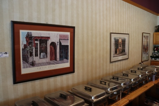 Times 4 - framed Café style prints (plus one that has damage and no glass)