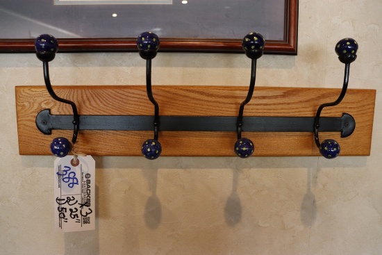 Times 3 - oak wall mount coat racks - 2) 25" and 1) 50"