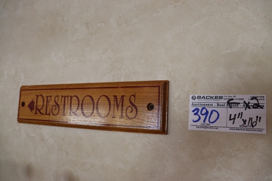 Times 2 - 4" x 16" oak Restroom signs