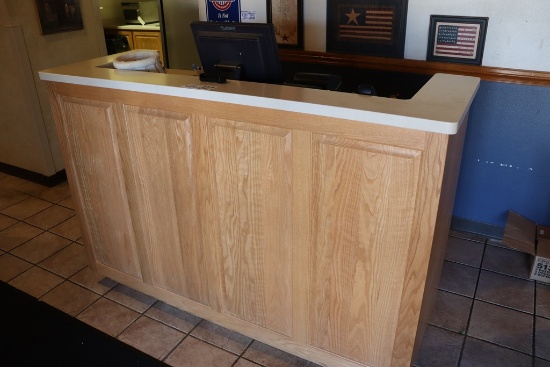 72" wide x 26" deep x 48" tall solid surface front service counter - newer