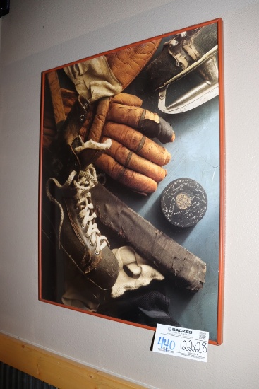 22" x 28" framed hockey print