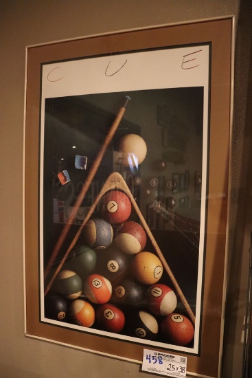 25" x 30" pool table framed print