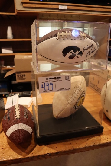 All to go - 2 encased Iowa Hawkeye Footballs (plus 1)