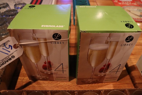 Times 2 - cases Libby 8 oz stemmed fluted champaign glasses