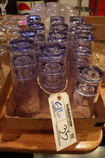 Times 35 - plastic blue water/pop glasses with Bill's logo