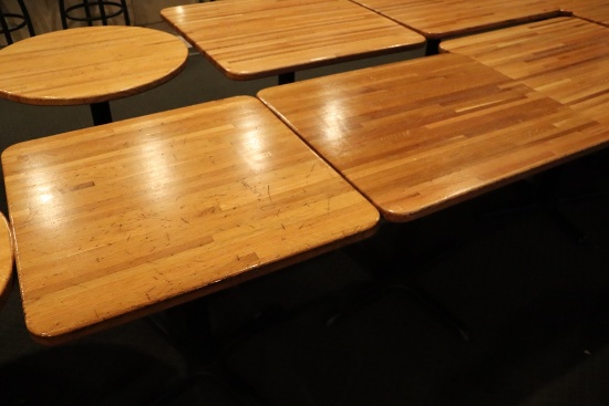 Times 2 - 30" x 30" and 30" x 42" sold oak top dining tables