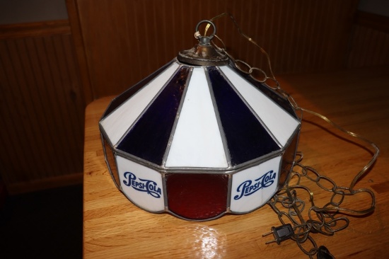 14" Round Pepsi cold stained glass hanging light