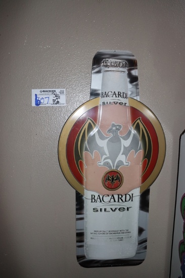 36" Bacardi Silver metal wall tin