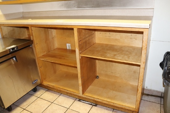 26" x 97" Oak base cabinet with laminate tops & 78" x 12'4" L shaped uppers