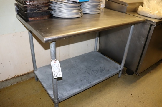30" x 48" Stainless table with galvanized undershelf & 5" backsplash