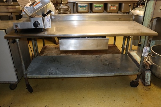 30" 72" Portable stainless table with galvanized undershelf & 1 drawer