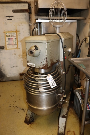 Univex SRM60+ commercial 60 quart mixer with stainless bowl, dough arm, whi