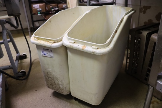 Times 2 - White poly portable dry ingredients bins - no lids