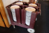 Maroon portable poly plate cart - plates not included
