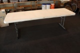 Times 3 - 8' long white poly banquet tables