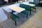 Times 5 - 4 person Poly Mold booths with laminate white top & green seat -