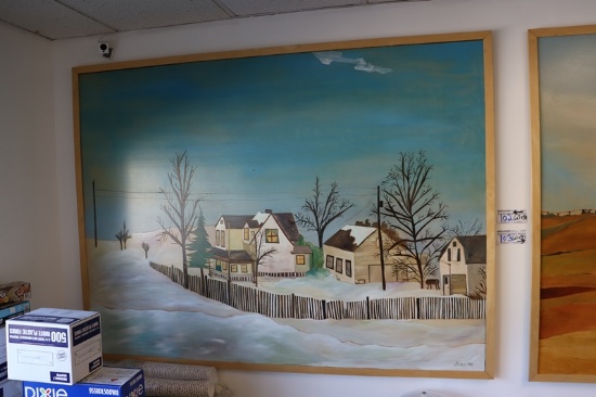 60" x 80" Stick 1997 "Winter" carved plywood with stain artwork