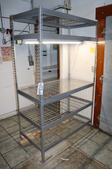 24" x 72" Light industrial rack with light - 2 legs have collapsed