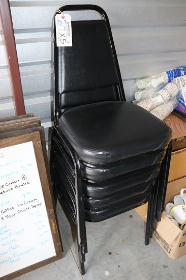 Times 5 - Black framed padded stack chairs