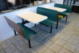 Times 5 - 4 person Poly Mold booths with laminate white top & green seat -